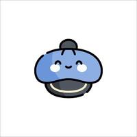 A blue mushroom with a black hat on it vector