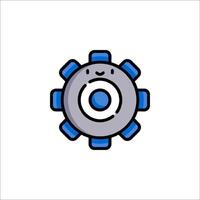 A blue and gray gear icon on a white background vector