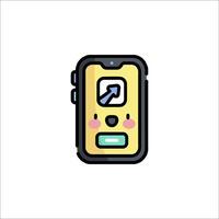 A yellow phone with a smiley face on it vector