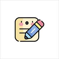 A pencil and paper icon with a smiley face vector
