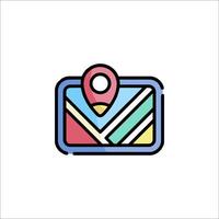 A map pin icon with a map and a location marker vector