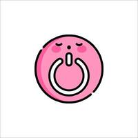A pink pacifier with a white circle on it vector