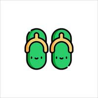 Two green flip flops with a smiley face on them vector