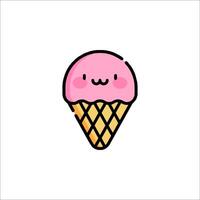 An ice cream cone with a cute face vector