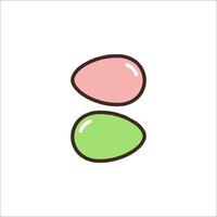 Two pink and green eggs are shown on a white background vector