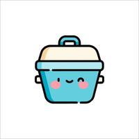 A cute blue container with a face on it vector