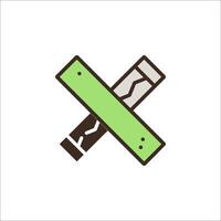 A green and white logo with a knife and a cross vector