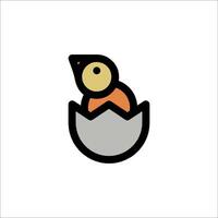 A bird is in an egg shell on a white background vector