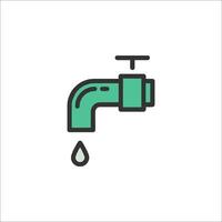 A green tap with a drop of water coming out of it vector