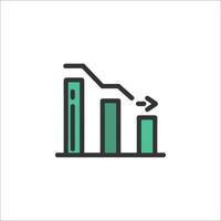 A graph line icon with a bar chart vector