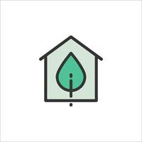 A green house with a leaf on it vector