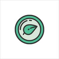 A green leaf icon in a circle vector