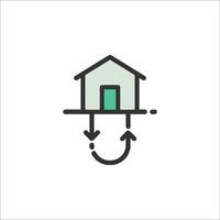 A house with a green arrow pointing to it vector