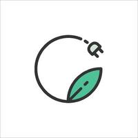 A green leaf and a plug icon vector