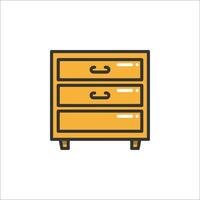 A yellow dresser with drawers on a white background vector