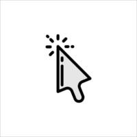 A black and white icon of a mouse cursor pointing at a star vector
