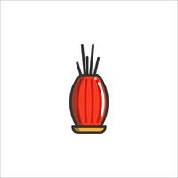 A red vase with a stick in it vector