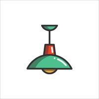 A green and red lamp with a red bulb vector