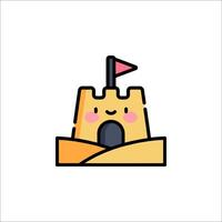 A cartoon sand castle with a flag on top vector