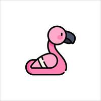 A pink flamingo with a black beak and a white body vector
