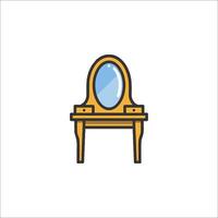 A small table with a mirror on it vector
