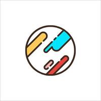 A colorful logo with a circle and a line vector