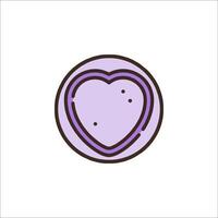 A purple heart shaped object with a black outline vector
