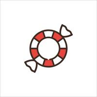 A red and white life preserver icon vector