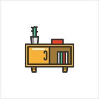 A small cabinet with a plant on it vector