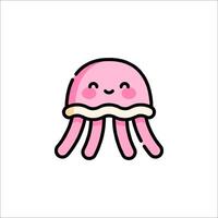 A cute pink jellyfish with a smile on its face vector