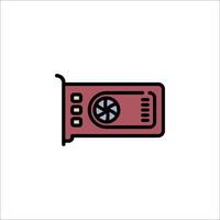 A red and black computer icon on a white background vector