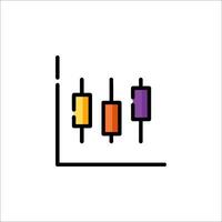A line icon of a bar chart with three bars vector