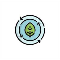 A green leaf in a circle with arrows around it vector