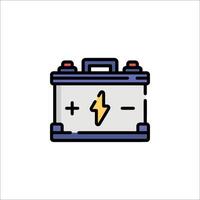 A car battery icon with a lightning bolt vector