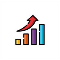 A colorful bar chart with an arrow going up vector
