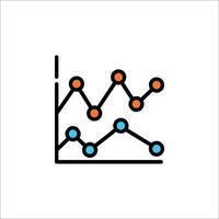 An icon of a graph line with dots vector