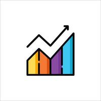 A colorful graph icon with an arrow going up vector