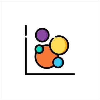 A colorful icon of a graph with circles vector