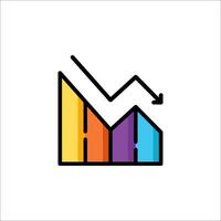 A colorful graph chart icon with an arrow going up vector