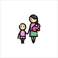 A woman and child are holding hands in a line vector