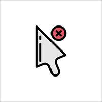 A mouse cursor pointing at a red cross vector