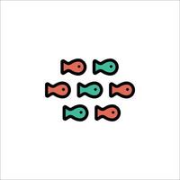 A group of fish in a line on a white background vector