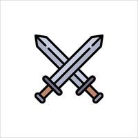 Two swords crossed on a white background vector