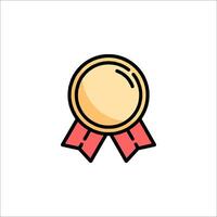 A gold medal with a red ribbon on a white background vector