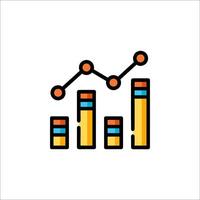 An icon of a bar chart with a line vector