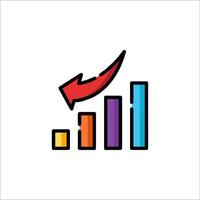 A colorful bar chart with an arrow pointing up vector