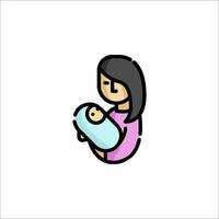 A woman holding a baby icon vector