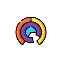 A colorful logo with a circle and arrow vector