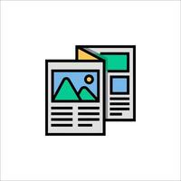 A newspaper icon with a mountain and a mountain vector