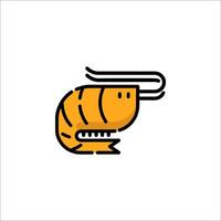 A shrimp icon with a long tail vector